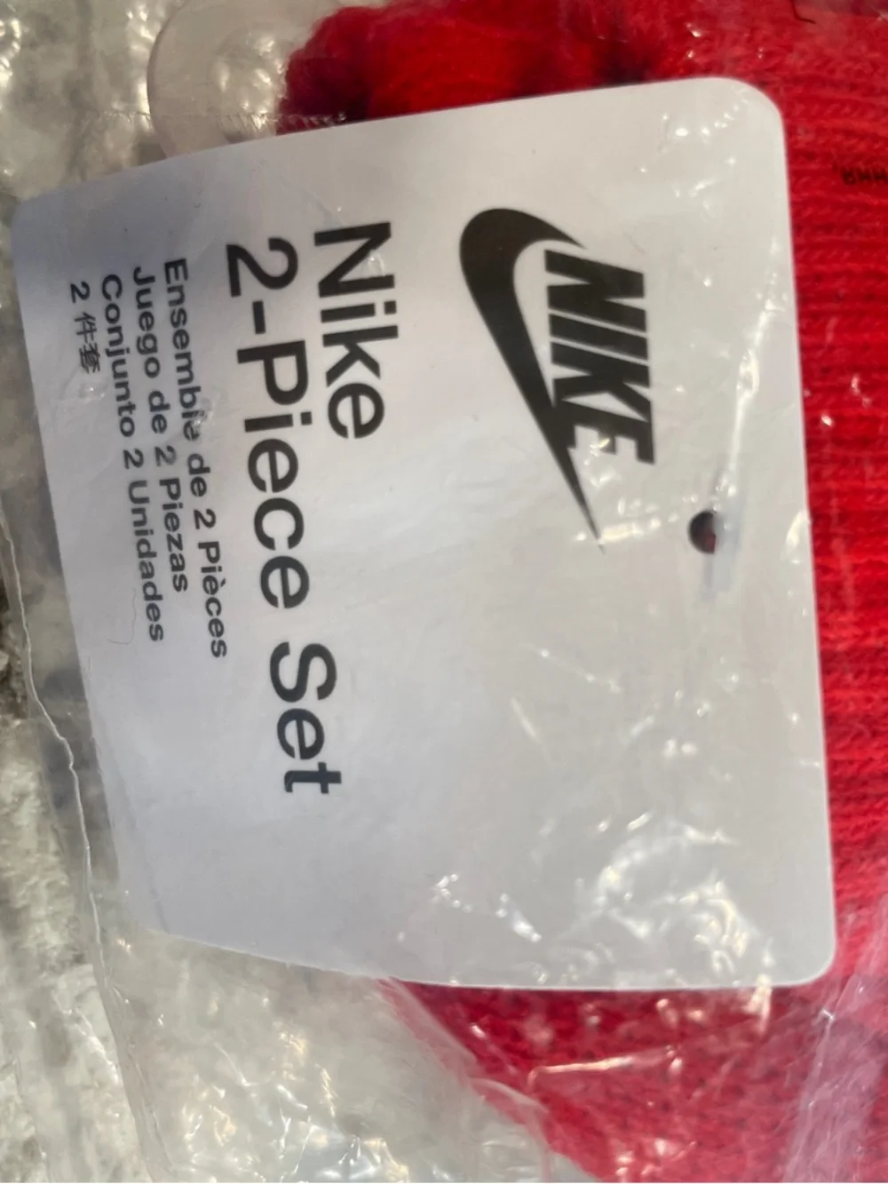 Nike Kids Bright Red Hat and Mittens 2T-4T